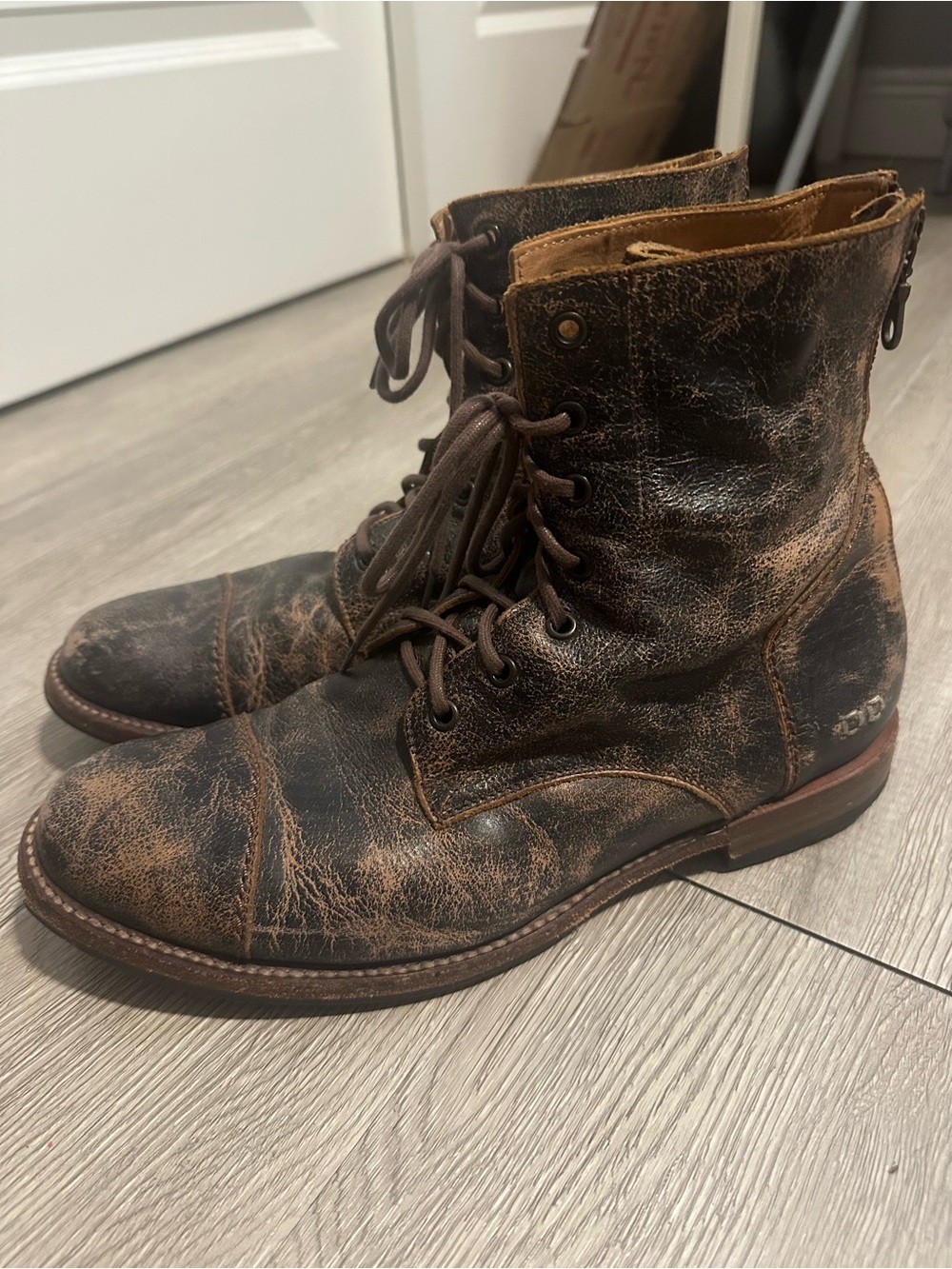 Bed StuMen’s Lux Protege Black Lace Up Casual Boots Round Toe Back Zip Sz 10